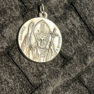 Saint John Paul II Religious Medal Pendant - Silver Tone